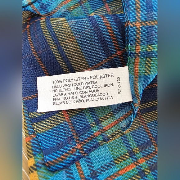 Accessory Street Blue Yellow Green Plaid Sheer Long Neck Scarf - Picture 4 of 4